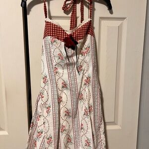 Floral Red and White Mini Dress